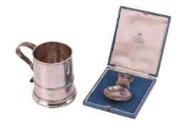 A George II silver mug, Exeter 1723 by Philip Elston; cylindrical on slightly spreading foot, with r