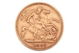 A Queen Victoria half sovereign, 1897, obverse veiled head