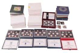 A large collection of coins; including boxed proof sets, old coins and decimal coins, majority uncir