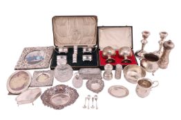 A cased pair of silver goblets, with a band to centre chased with fruiting vines, Birmingham 1972, a