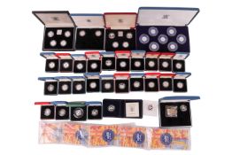 A set of 1985 Twelve Parishes of Jersey silver £1 proofs; together with a large quantity of individu