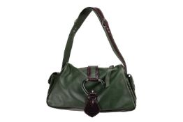 Dolce & Gabbana - a shoulder bag in green leather with python skin accents, of buckle design, eq