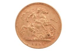 A Queen Victoria half sovereign, 1894, obverse veiled head