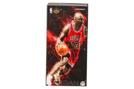 An Enterbay Michael Jordan 1:6 scale collectible figure, in original box, appears complete but likel