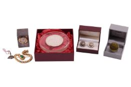 A small group of signed miscellaneous items; to include a Christian Dior costume twisted rope brooch