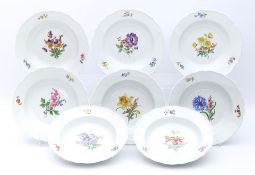 Acht Suppenteller, Meissen,