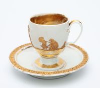 Klassizistische Ziertasse mit Untertasse, Meissen.