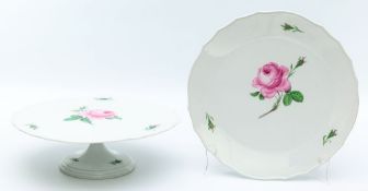 Zwei Tortenplatten, 1x auf Fuß, Meissen,