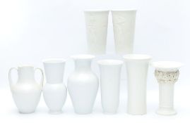 Paar Erntebecher und sechs Vasen, KPM Berlin.