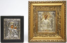 2 Reproduktionen byzantinischer Ikonen.