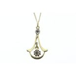 Yellow gold necklace with pendant with rose cut diamond