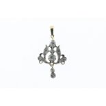 Yellow gold pendant with diamonds set in silver