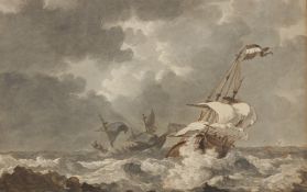 Kobell, Hendrik (attributed to). Ships on rough sea
