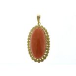 Red coral yellow gold pendant