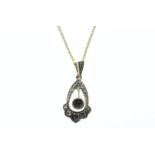 Yellow gold necklace with gold pendant with rose cut diamonds in silver