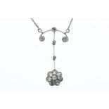 Bicolour necklace with pendant with old cut diamond