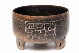 Guatamala, Maya Culture, a bowl with hieroglyphs, 400-900 CE.