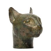 Egypt, a fine bronze head of a cat, Late Period, 700 - 300 BCE;