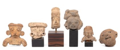 Mexico, Pre Classic Period, 1200-500 BCE, a collection of six terracotta idol heads;