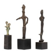 Middle East, two fine bronze fertility statues, ca. 2nd Mill BCE and a bronze votif figure, possibly