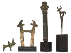 Middle East - Luristan, four bronze objects, ca. 1000 BCE;