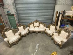 Mahogany and Painted Sofa and 4 Chairs