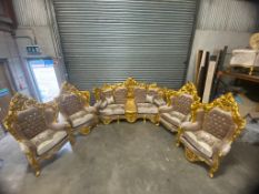 Gold Champagne Sofa and 4 Chairs