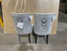 Set of 2 Grey Lion Knocker Dining Chairs