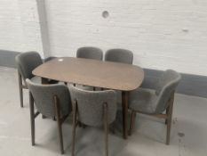 Alice Dining Table + 6 Grey Dining Chairs