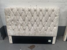 Cream Crushed Velvet Deep Buttoned Headboard
