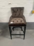 Mocha Velvet Buttoned Barstool