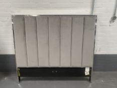 Chrome and Grey Velvet Headboard