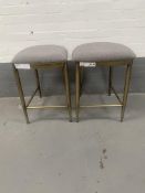 Set of 2 Brass Barstool Grey (no back)