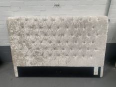 Cream Crushed Velvet Deep Buttoned Headboard