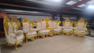 Gold Champagne Sofa and 4 Chairs