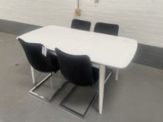 Fara White Extending Dining Set (Table + 4 Black Velvet Ollie Chairs)