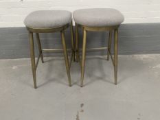 Set of 2 Brass Barstool Grey (no back)