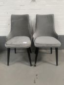 Set of 2 Grey Velvet City Chairs