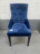 Blue Velvet Lion Knocker Dining Chair