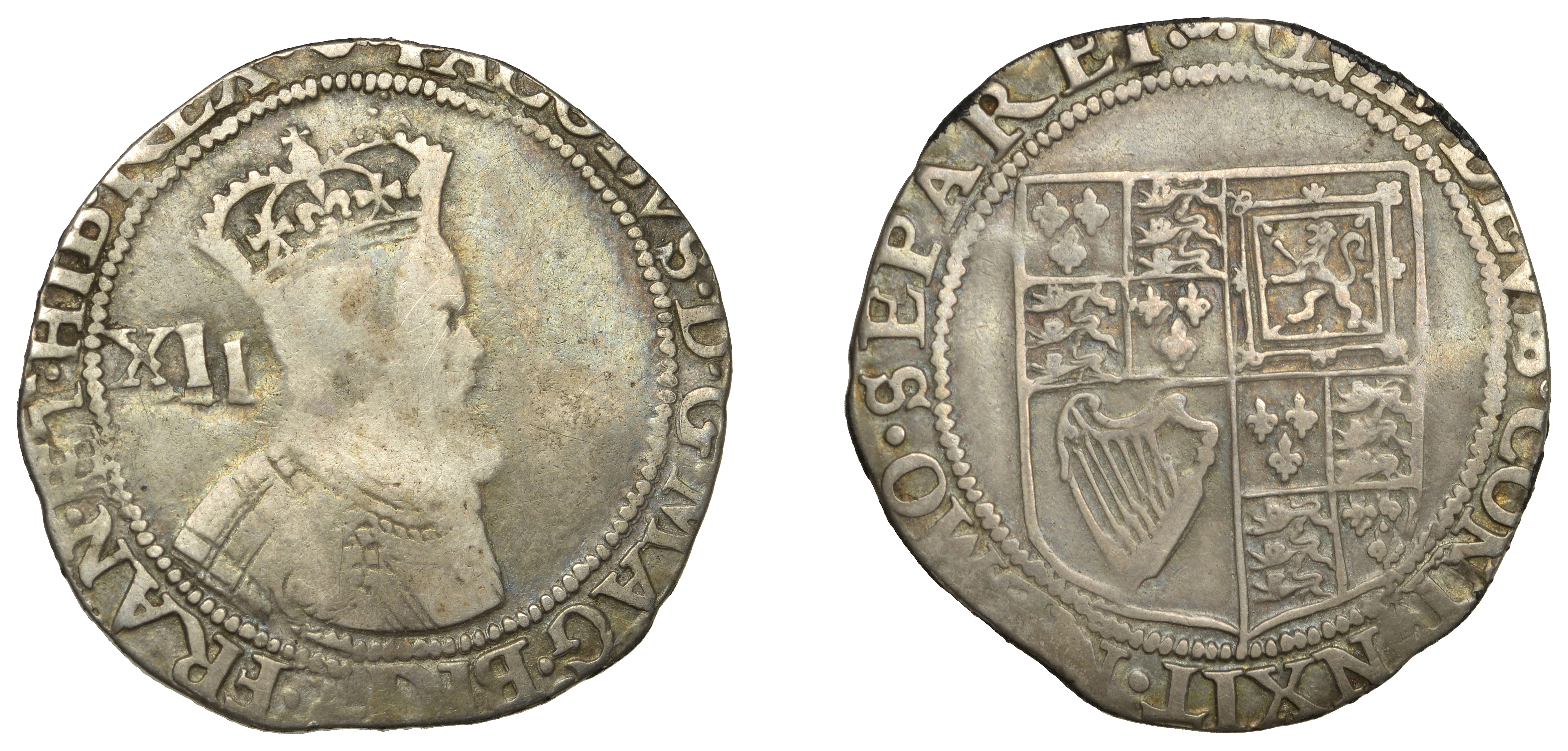 James VI (1567-1625), After Accession, Ninth coinage, Twelve Shillings, mm. thistle-head,...