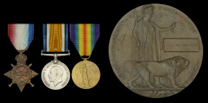 Three: Private W. Francis, Middlesex Regiment, who was killed in action on the Western...
