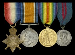 Four: Private J. P. Marshall, Middlesex Regiment, later Army Service Corps 1914-15 Star...