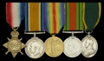 Five: Sergeant A. Wagstaff, Middlesex Regiment, later Royal Irish Regiment 1914-15 Star...