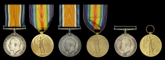 Pair: Private P. C. Arnold, Middlesex Regiment, who was killed in action during the Battle...