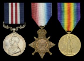 A Great War 'Western Front' M.M. group of three awarded to Private W. A. Clark, Middlesex...