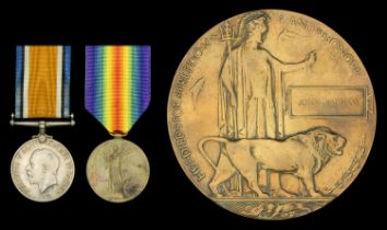 Pair: Private T. J. Badham, Middlesex Regiment, who died of wounds on the Western Front on...