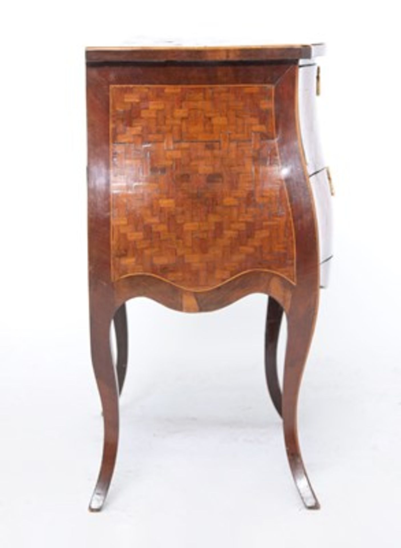 Continental Louis XV Style Parquetry Inlaid Mahogany and Fruitwood Commode - Bild 4 aus 5