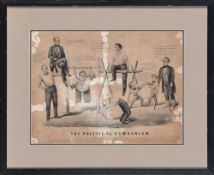 Beardless Lincoln at the gym – a political cartoon about the presidential campaigns of 1860