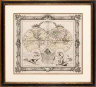 An unusual French double-hemisphere world map
