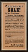 Rare broadside advertising the sale of Abraham Lincoln's birthplace in Kentucky